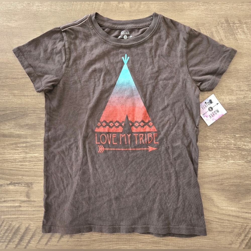 NWT Feather 4 Arrow Boy's "Love My Tribe" T-shirt Measures Like A Size 6